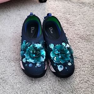 Dior blue fabric and green decor sneakers